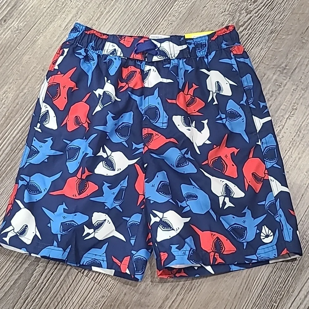 O'RAGEOUS Americana Sharks Swim Trunks Size Small